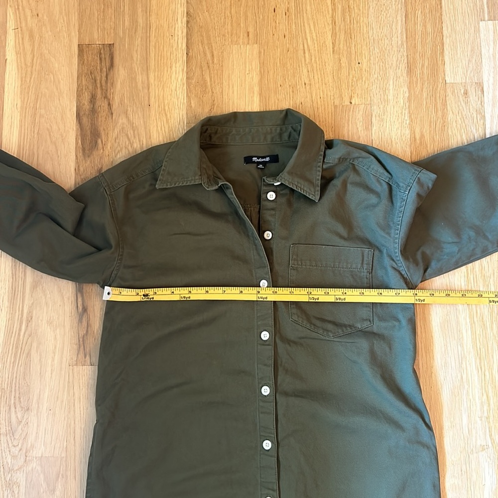 Madewell Mini Shirtdress Longsleeve Button Down with Pockets Green Women Size XS - Picture 4 of 14